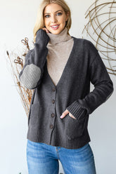 Heimish Women's Long Sleeve V-Neck Button-Down Cardigan with Pockets